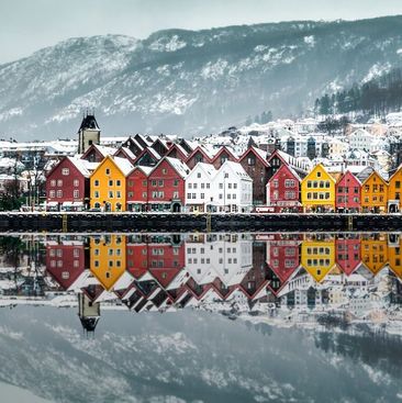 Bryggen i Bergen på vinterstid